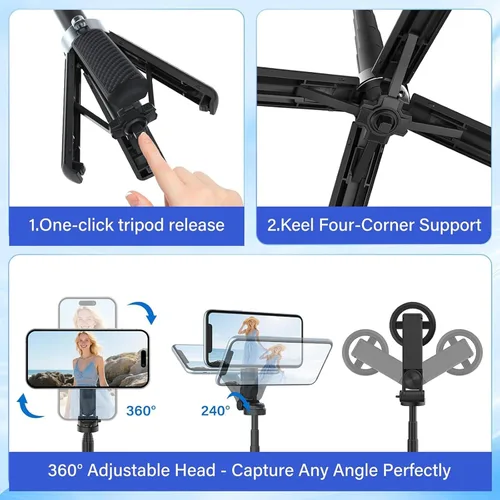 Miniatura 3 de Palo selfie magnético 4 en 1 con rotación de 360° multifuncional con control remoto inalámbrico desmontable para iPhone y Android, soporte