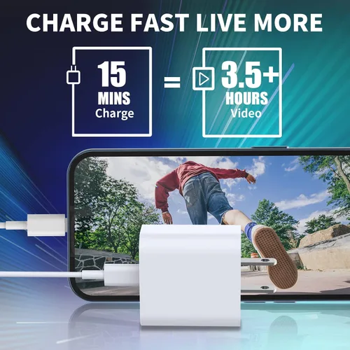 Miniatura 7 de [Certificado MFi de Apple] Cargador de carga rápida para iPhone 17, paquete de 4 cargadores Stuffcool PD 20 W, USB C, adaptador de corriente Rayas