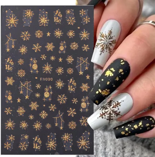 Miniatura 5 de Calcomanías de uñas de Navidad para arte de uñas, 8 hojas, calcomanías de copo de nieve para arte de uñas, calcomanías autoadhesivas 3D, exquisitos