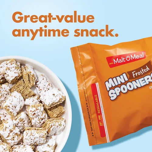 Miniatura 5 de Malt-O-Meal Frosted Mini Spooners Cereal de desayuno de grano entero, cereal de trigo desmenuzado glaseado crujiente, cereal grande para la familia