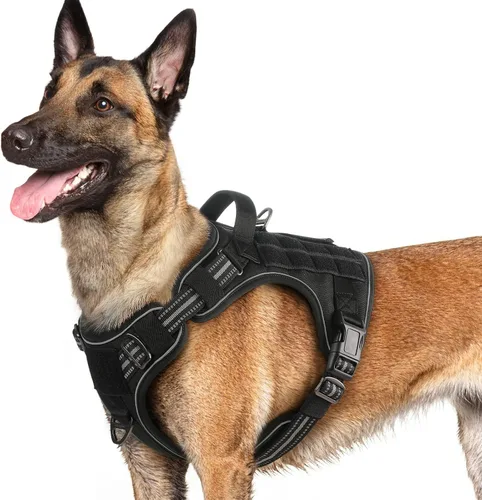 Miniatura 43 de rabbitgoo - Arnés para perros pequeño sin tirones, chaleco táctico de servicio con Molle y asa de control, arnés militar ajustable y reflectante