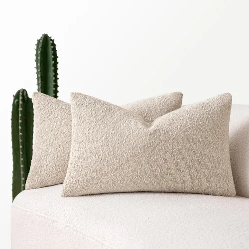 Miniatura 27 de MIULEE - Juego de 2 fundas de almohada decorativas con textura de bucle, de 50 x 50 cm, para sofá y cama, almohadas de invierno neutras, fundas