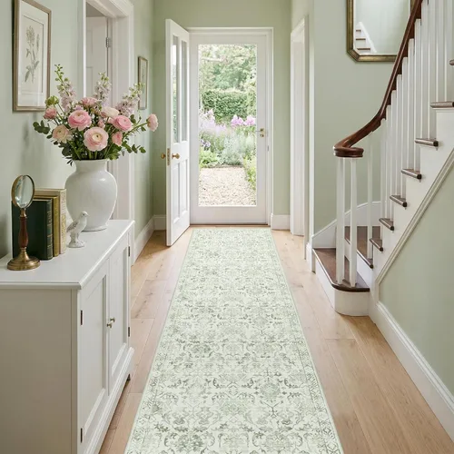 Miniatura 14 de Alfombra de área pequeña de 2 x 3 pulgadas, color beige, para entrada, baño, cocina, antideslizante, de pelo bajo, lavable, moderna alfombra bohemia