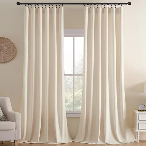 Miniatura 13 de Joydeco Cortinas de terciopelo negro de 63 pulgadas de largo, 2 paneles, cortinas opacas de lujo con bolsillo para barra, cortinas de ventana