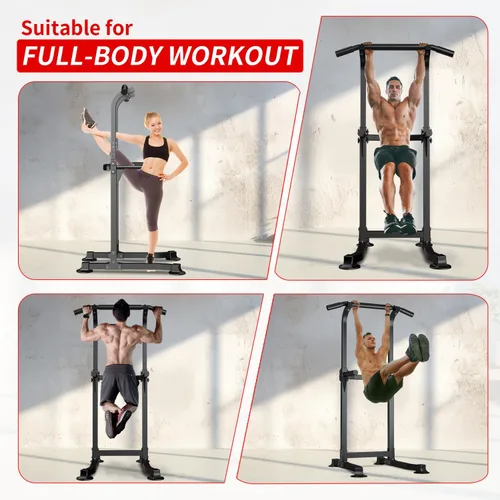 Miniatura 2 de ZENOVA Pull Up Bar Dip Bar Squat Rack Workout Dip Station Height Adjustable Free Standing Chin Up Bar Negro