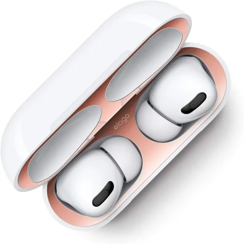 elago Protector contra el polvo compatible con AirPods Pro (1 y 2), película antipolvo, protege del polvo de hierro y metal (1 juego, oro rosa)