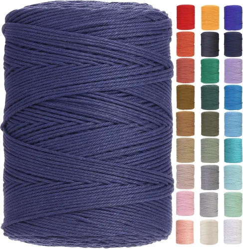 Miniatura 24 de Cuerda de macramé 4 mm x 328 yardas Natural Cuerda de algodón para macramé Cuerda de macramé colorida Cordón de algodón suave Suministros de macramé