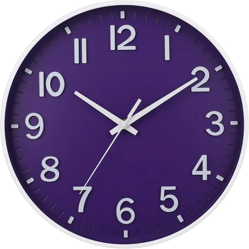 Miniatura 24 de HZDHCLH Relojes de Pared Morados Operados con Batería, 12 pulgadas Silenciosos Sin Tictac Reloj de Pared Moderno para Sala de Estar Dormitorio
