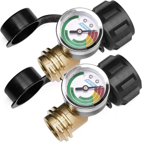 DOZYANT Indicador de nivel de tanque de propano Detector de fugas para tanque de propano de 5 a 40 libras con conexión tipo 1 (juego de 2),