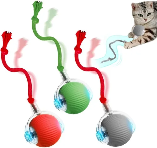 2026 - Juguetes interactivos para gatos de interior, juguetes para gatitos que alivian el aburrimiento en gatos de interior (rojo, verde y gris)