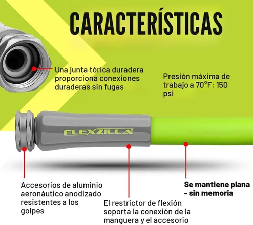 Miniatura 4 de Flexzilla - Manguera de jardín de uso general de 5/8 pulgadas x 15 pies, manguera de agua ligera para todo tipo de clima, resistente y flexible