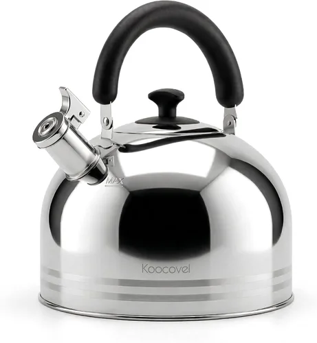 Miniatura 9 de Hervidor de té silbante grande de 4.2 cuartos de galón/4L, acero inoxidable 304 satinado cepillado, hervir rápido para estufas de inducción y gas