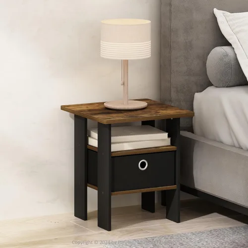 Miniatura 18 de Mesa de noche con cajón Furinno, Madera Roble francés