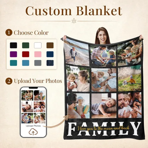 Miniatura 2 de Envío al día siguiente, manta personalizada con foto y texto impresos en EE. UU., cobijas con fotos personalizadas y mantas para lanzar, manta Foto