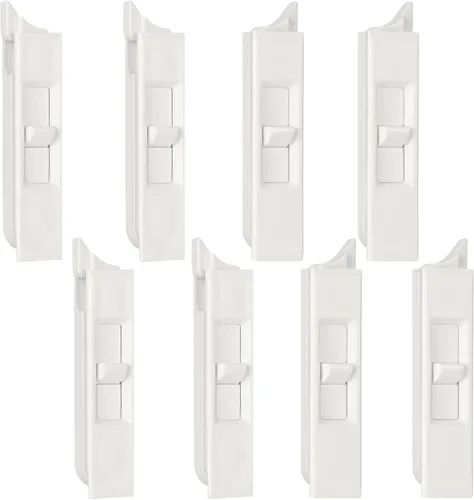 Jetec 8 pares de pestillos inclinables de plástico blanco para construcción, pares de pestillos deslizantes con resorte para ventana corrediza para