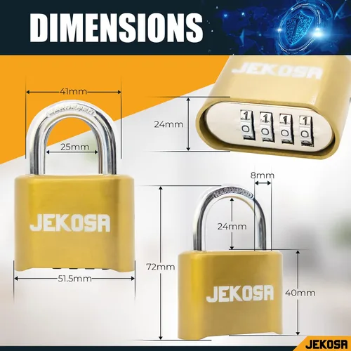 Miniatura 2 de JKC/50 [Weatherpoof] Cerradura de combinación resistente al aire libre - Cerradura con código de 4 dígitos [sin llave] - Ideal para puerta, Dorado