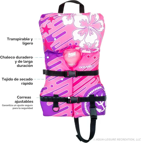 Miniatura 2 de Aqua Oceans 7 Life Jacket for Kids Rosado Berry