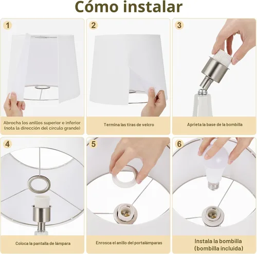 Miniatura 7 de Seealle Lámparas de Mesa de Cerámica Modernas para Mesitas de Noche - Juego de 2 Lámparas de Cabecera para Mesita de Noche, Lámpara Blanca