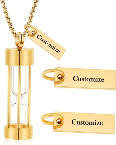 Miniatura 13 de Oinsi Eternity Memory - Collar de urna de reloj de arena para cremación, colgantes de joyería para mujeres y hombres, caja de regalo + kits