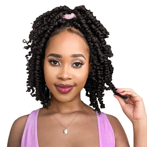 Miniatura 28 de BOHOBABE Cabello de Ganchillo Pre-retorcido Passion Twist de 14 Pulgadas Cabello Corto Ombré Gris Pre-enrollado de Ganchillo Passion Twist para Gris