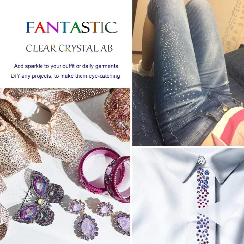 Miniatura 2 de Briskbloom - 720 cristales termoadhesivos SS20 de 0.197 in para manualidades, ropa, zapatos, piedras preciosas de vidrio redondas (cristal AB)
