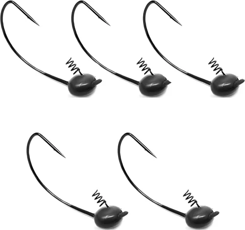 Reaction Tackle Tungsten Shaky Head Jigs for Bass Fishing - Premium Fishing Hooks, Ideal Shaky Head Jig to Catch Big Bass and Other Fish - (5-Pack)