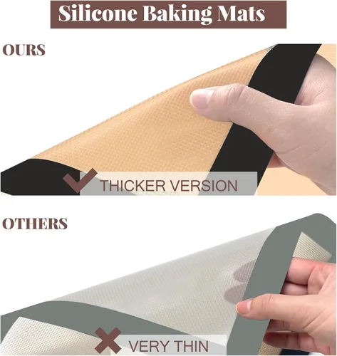 Miniatura 7 de Alfombrilla de silicona para hornear, paquete de 3 alfombrillas reutilizables para hornear, antiadherente, alfombrillas de silicona seguras