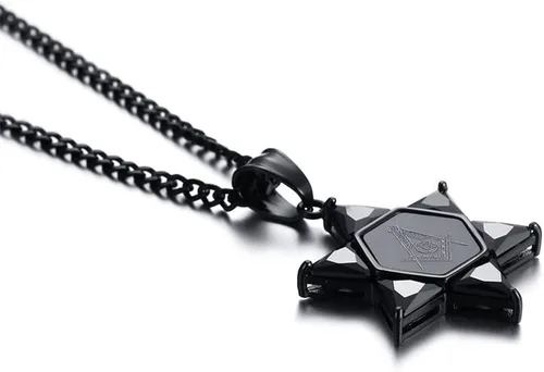 Miniatura 5 de UMtrade - Collar con colgante de estrella de David con circonita cúbica masónica y hexagrama masónico