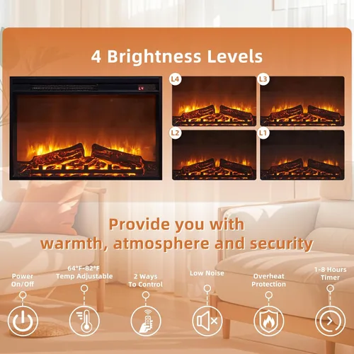 Miniatura 5 de Joaxswe - Soporte de TV estilo rústico con chimenea, centro de entretenimiento de 59 pulgadas con chimenea eléctrica y luces LED para televisores