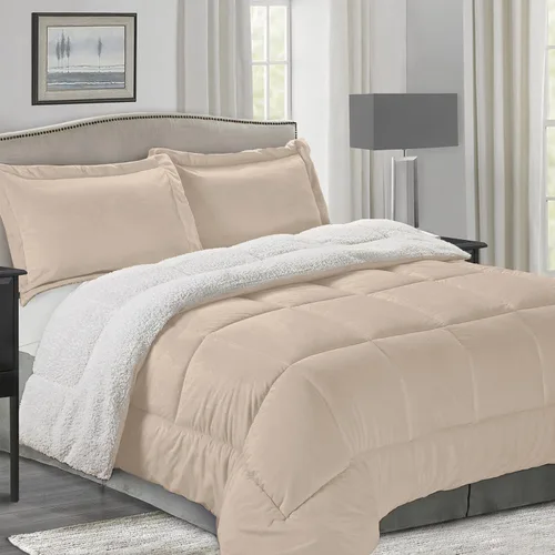 Miniatura 15 de Elegant Comfort Juego de edredón de calidad premium de peso pesado de micromink con respaldo de sherpa reversible alternativo al plumón de Negro