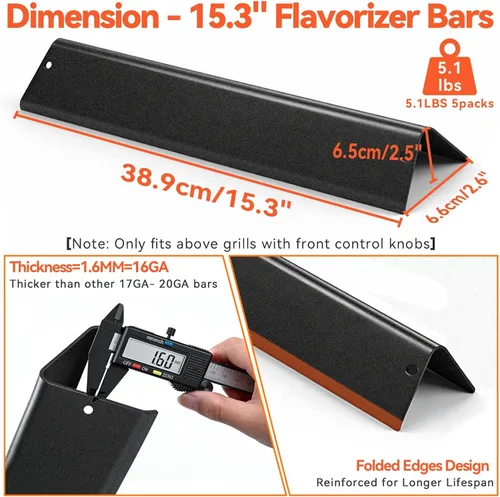Miniatura 4 de 7636 Barras saborizadoras para Weber Spirit y Spirit II & GS4 Spirit II Serie 300, Spirit E310 E320 E330 S310 S320 S330 parrilla de gas con perilla