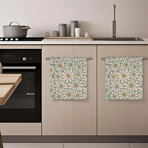 Miniatura 5 de Juego de 2 toallas de mano bohemias con diseño de margaritas y margaritas, juego de 2 toallas de baño absorbentes florales para cocina, cocina