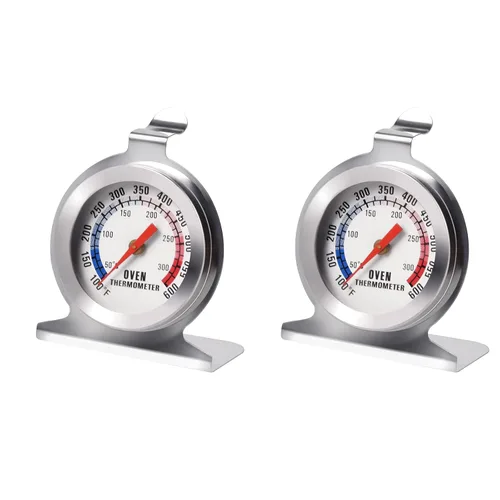 Termómetro de horno de acero inoxidable para horno eléctrico/de gas, termómetro para ahumar parrilla de cocina (122.0-572.0 °F/100-600°F) (2)