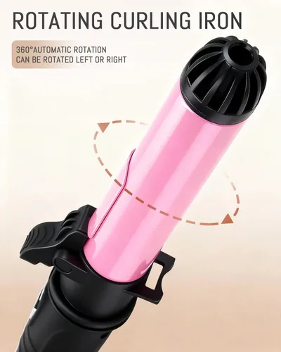 Miniatura 2 de Rizador de pelo con rotación automática: rizador de pelo automático de 1.25 pulgadas con temperatura ajustable de 180 °F a 410 °F y pantalla LCD