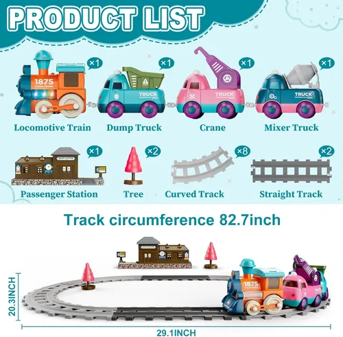 Miniatura 4 de Juego de Tren Lipneaed para Niños Pequeños, Juguetes de Tren Magnéticos para Niños de 3+, 4 Piezas de Camiones de Juguete para Niños y Niñas