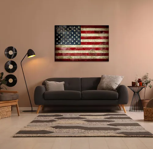 Miniatura 3 de SKASNFAI Póster retro de la bandera de Estados Unidos, arte de pared para la oficina en casa, imagen positiva, Día de la Independencia, Día