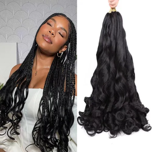Miniatura 25 de Cabello rizado francés trenzado de 10 pulgadas, color 4, cabello rizado preestirado, 8 paquetes de trenzas de ganchillo de rizo francés para trenzas