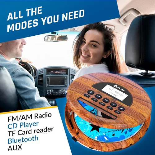 Miniatura 3 de KLIM Nomad Wood - Reproductor portátil de CD Walkman - Batería de larga duración - Incluye auriculares - Radio FM - Compatible con reproductor de CD