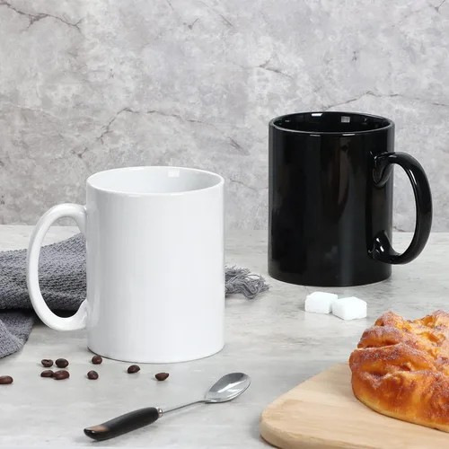 Miniatura 5 de Taza de cerámica de porcelana clásica M017, taza de café extra grande de 20 onzas con asa para oficina y hogar, blanca Blanco