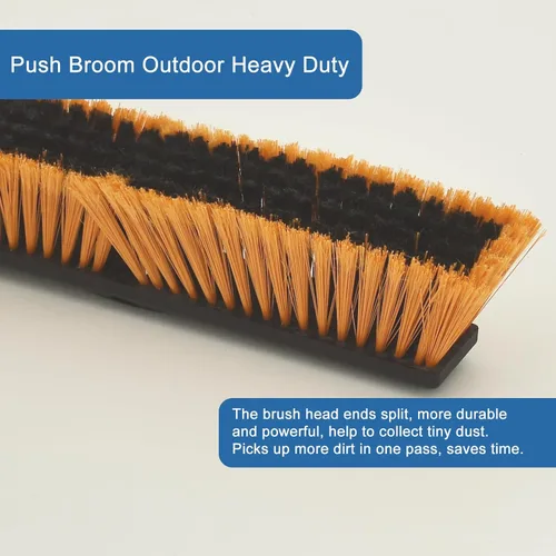 Miniatura 8 de PBHEPJ Escoba de empuje de 24 pulgadas para exteriores, resistente, escoba de tienda con mango largo de 60 pulgadas para limpiar azulejos al aire