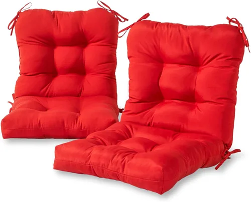 Miniatura 48 de Cojines para silla de exterior con bisagras, diseño de una sola pieza, cojín reversible para asiento y respaldo de patio con lazos, tela