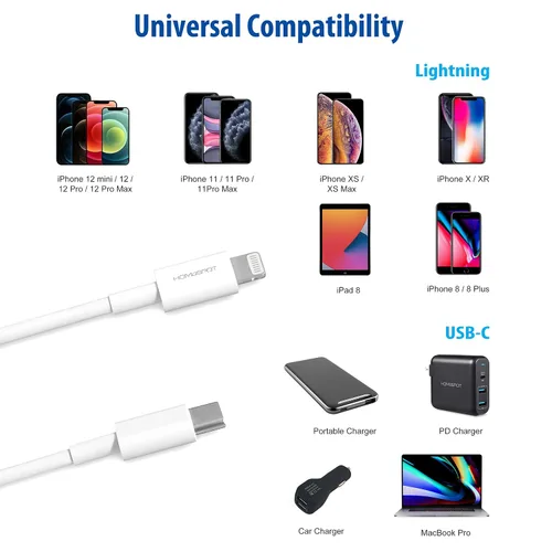 Miniatura 3 de Cable corto USB C a Lightning de 8 pulgadas, con certificación Apple MFI de carga rápida con entrega de energía para iPhone 13/12 Pro/Pro Max, iPad