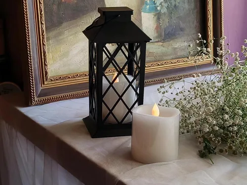 Miniatura 6 de Juego de 2 Velas sin llama parpadeantes de 3x3 pulgadas, cera real LED, pilas de 600 horas, velas con temporizador y control remoto, para bodas