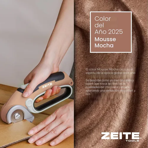 Miniatura 2 de ZEITE 4V Tijeras eléctricas inalámbricas con 2 cuchillas, estuche de almacenamiento, cortador giratorio para caja, plástico, alfombra, tela, fácil