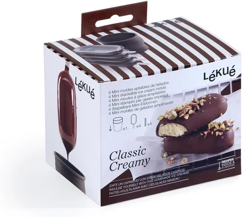 Miniatura 2 de Lékué - Juego de 4 moldes clásicos para helado cremoso + recipiente para aderezos Fun Shape Homemade Freezer Ice Pops Silicona de platino