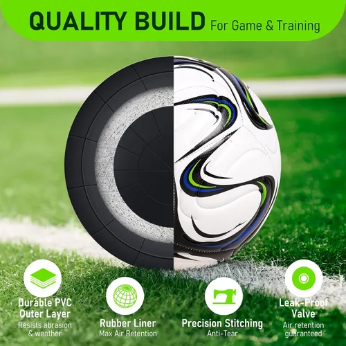 Miniatura 3 de Soccer Ball Size 5 Size 4 with Pump Deflated, Official Size and Weight Long-Lasting Soccer Ball for Youth Teens Adult, Indoor Outdoor Training