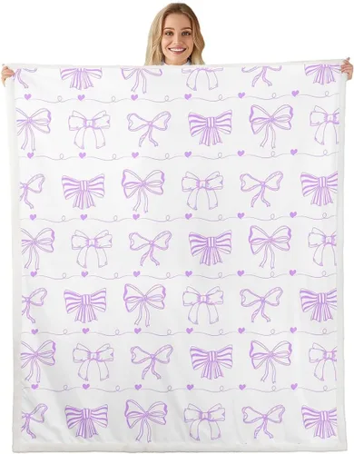 Miniatura 23 de Manta de franela de forro polar con lazos rosados femeninos de 40 x 50 pulgadas, manta mullida de corazones para el día de San Valentín para sofá
