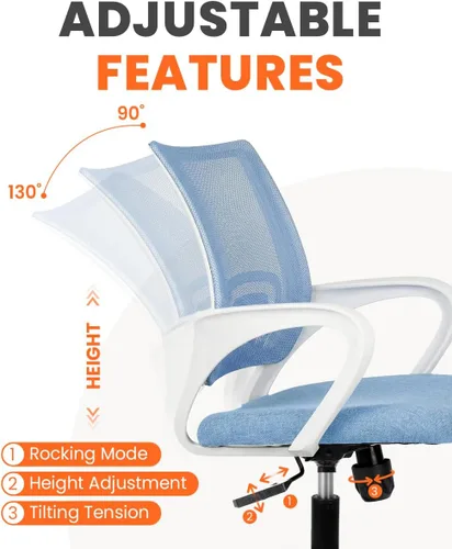 Miniatura 6 de NEO CHAIR Silla de Oficina para Escritorio de Computadora Ergonómica de Malla Gaming de Respaldo Medio con Cómodo Soporte Lumbar Altura Ajustable