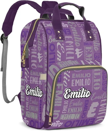 Miniatura 18 de Bolsas de bebé con nombre personalizado, mochila de nylon personalizada para bebé niño mamá, gran capacidad, impermeable, multifuncional, correas