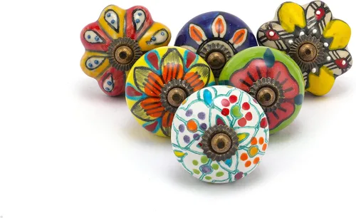 Miniatura 10 de Tiradores y pomos dorados para cajones, varios pomos de puerta antiguos para armarios de cocina, decoración bohemia de granja, juego de 6